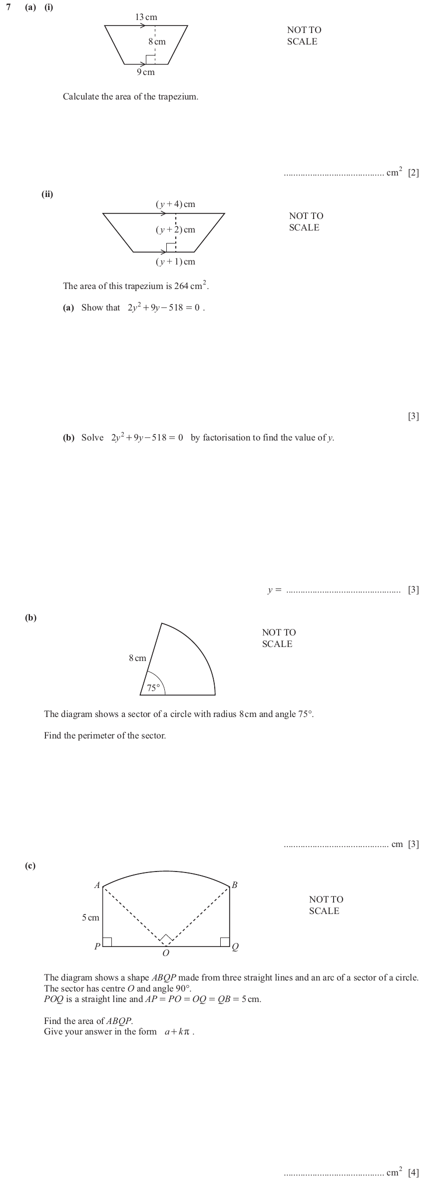 IGCSE Mathematics 0580 Oct/Nov 2024 Paper 43 Question 7 – Mensuration, Perimeter, Area and Volume, 15 marks