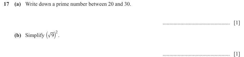 IGCSE Mathematics 0580 Oct/Nov 2025 Paper 11 Question 17 – Numbers, The four rules, 2 marks