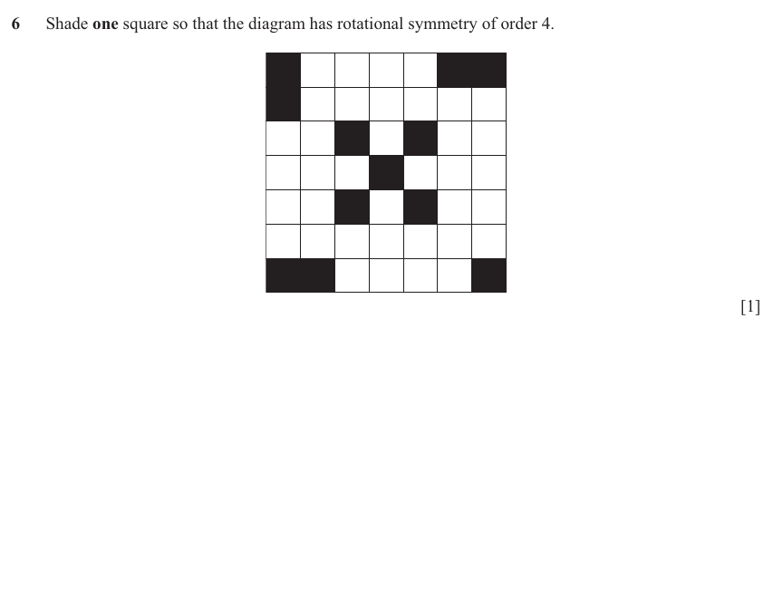 IGCSE 0580 Nov 2025 Paper 11 Question 6 — Symmetry (Core, 1 marks)