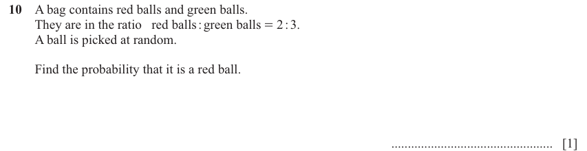 IGCSE Mathematics 0580 Oct/Nov 2025 Paper 12 Question 10 – Probability, General, 1 marks