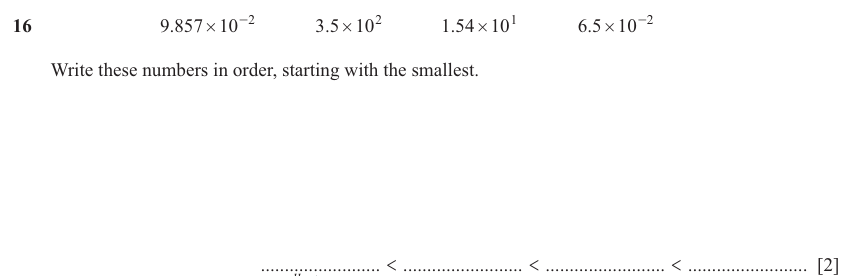 IGCSE 0580 Nov 2025 Paper 12 Question 16 — Indices (Core, 2 marks)