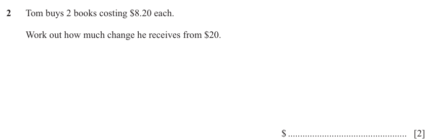 IGCSE Mathematics 0580 Oct/Nov 2025 Paper 12 Question 2 – Numbers, The four rules, 2 marks