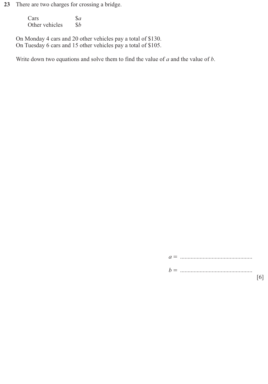 IGCSE 0580 Nov 2025 Paper 12 Question 23 — The four rules (Core, 6 marks)