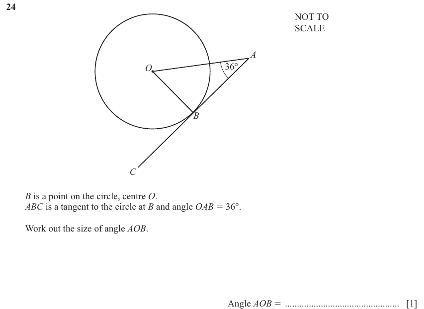 IGCSE Mathematics 0580 Oct/Nov 2025 Paper 12 Question 24 – Geometry, Angles using geometrical properties, 1 marks