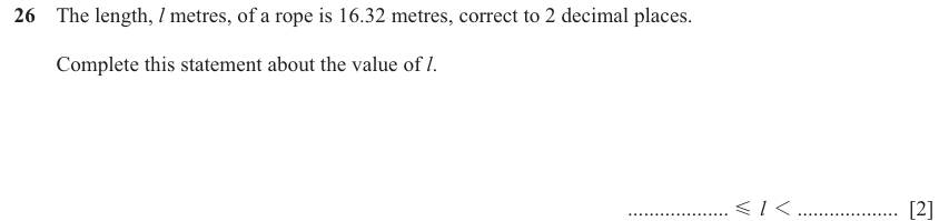 IGCSE Mathematics 0580 Oct/Nov 2025 Paper 12 Question 26 – Numbers, Fractions, decimals and percentages, 2 marks