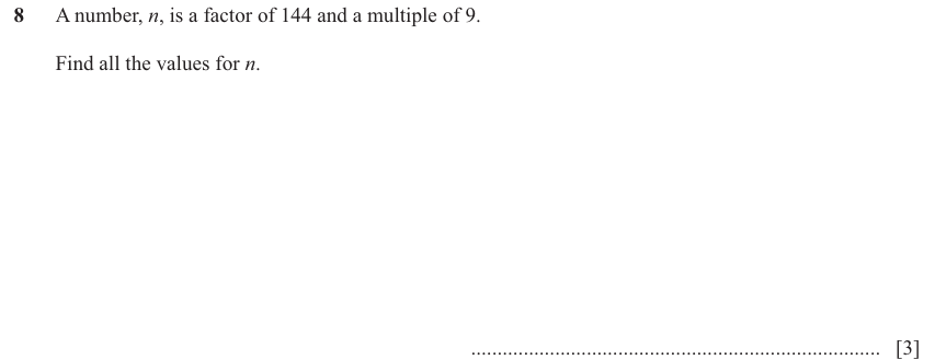 IGCSE Mathematics 0580 Oct/Nov 2025 Paper 12 Question 8 – Numbers, The four rules, 3 marks