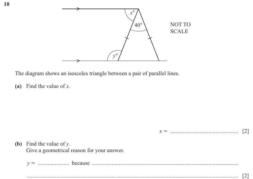 IGCSE 0580 Nov 2025 Paper 13 Question 10 — Angles using geometrical properties (Core, 4 marks)