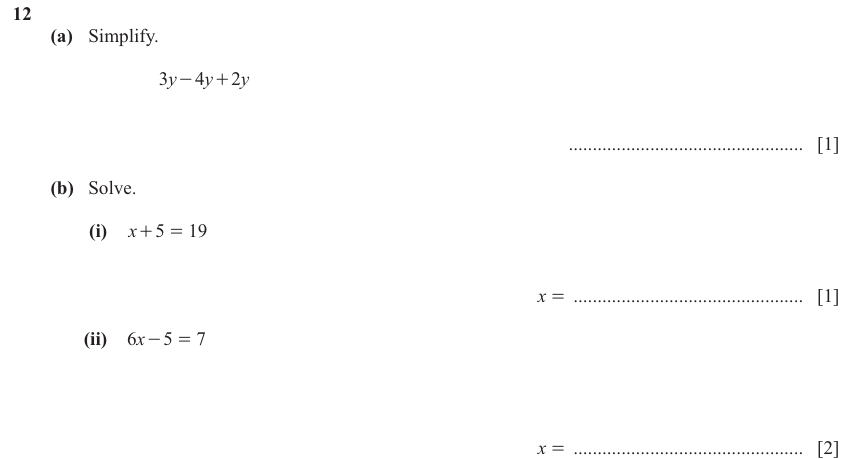 IGCSE 0580 Nov 2025 Paper 13 Question 12 — Basic algebra (Core, 4 marks)