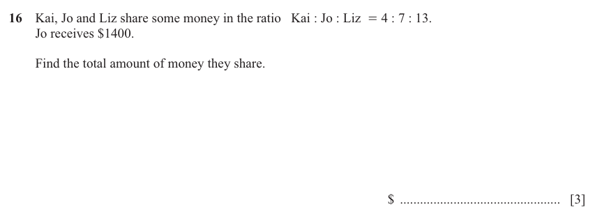 IGCSE 0580 Nov 2025 Paper 13 Question 16 — Ratio and proportion (Core, 3 marks)