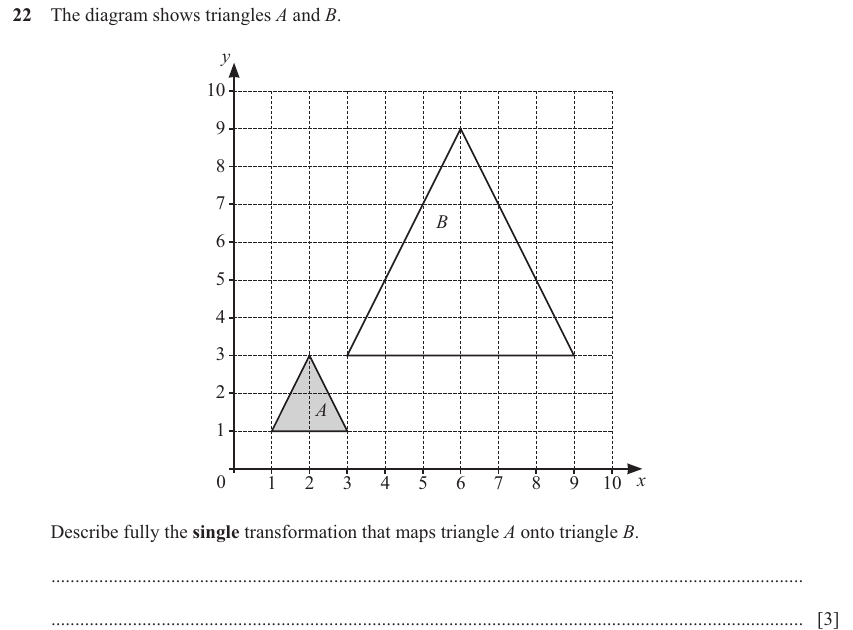 IGCSE Mathematics 0580 Oct/Nov 2025 Paper 13 Question 22 – Transformations, Transformations, 3 marks