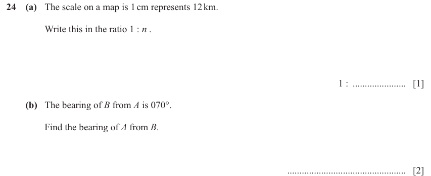 IGCSE 0580 Nov 2025 Paper 13 Question 24 — Scale drawings (Core, 3 marks)