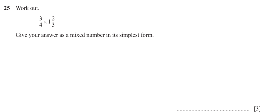IGCSE 0580 Nov 2025 Paper 13 Question 25 — Operations with fractions (non calculator) (Core, 3 marks)