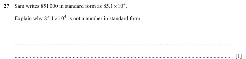 IGCSE Mathematics 0580 Oct/Nov 2025 Paper 13 Question 27 – Numbers, Indices, 1 marks