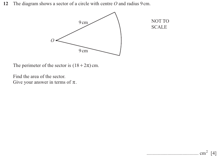 IGCSE Mathematics 0580 Oct/Nov 2025 Paper 21 Question 12 – Mensuration, Perimeter, Area and Volume, 4 marks