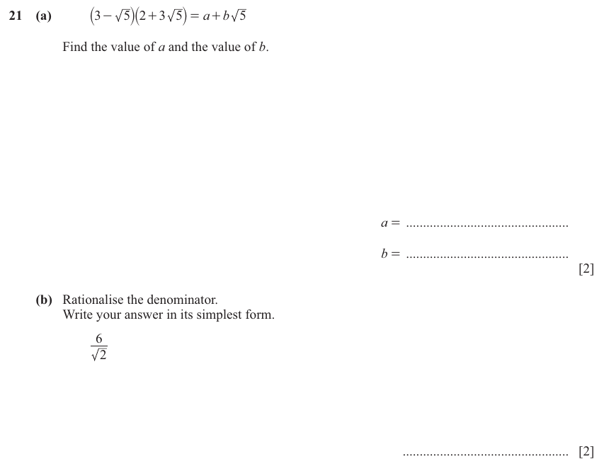 IGCSE Mathematics 0580 Oct/Nov 2025 Paper 21 Question 21 – Numbers, The four rules, 4 marks
