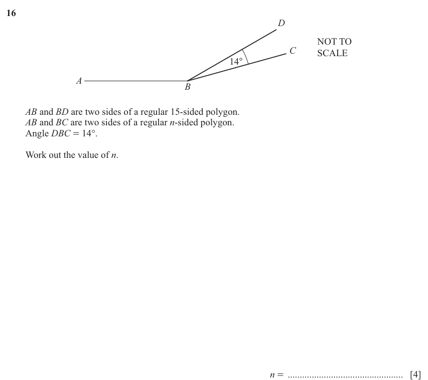 IGCSE Mathematics 0580 Oct/Nov 2025 Paper 22 Question 16 – Geometry, Angles using geometrical properties, 4 marks