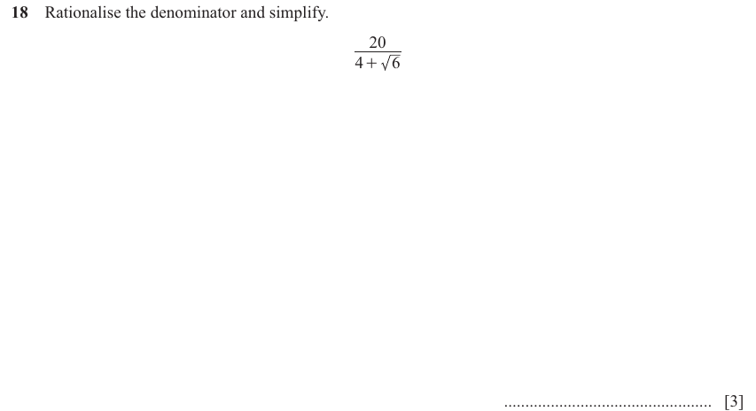 IGCSE Mathematics 0580 Oct/Nov 2025 Paper 22 Question 18 – Algebra, Basic algebra, 3 marks