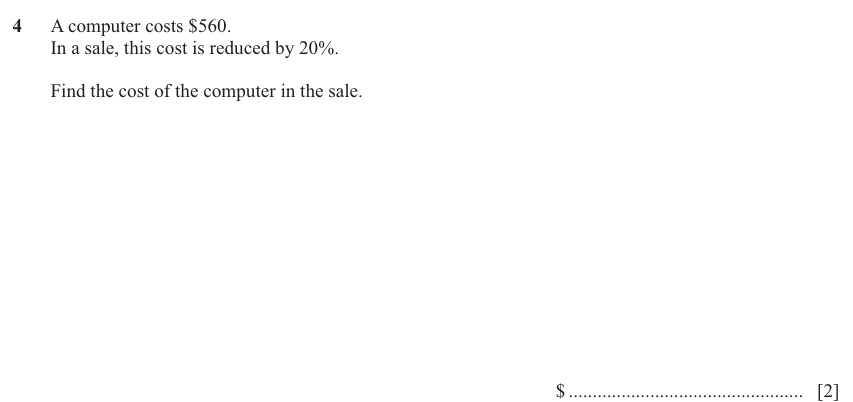 IGCSE Mathematics 0580 Oct/Nov 2025 Paper 22 Question 4 – Numbers, The four rules, 2 marks