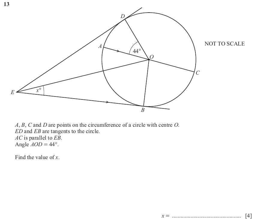 IGCSE Mathematics 0580 Oct/Nov 2025 Paper 23 Question 13 – Geometry, Angles using geometrical properties, 4 marks
