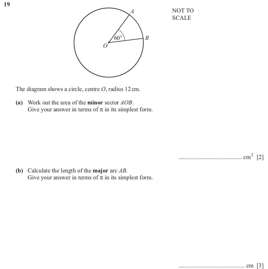 IGCSE 0580 Nov 2025 Paper 23 Question 19 — Perimeter, Area and Volume (Extended, 5 marks)
