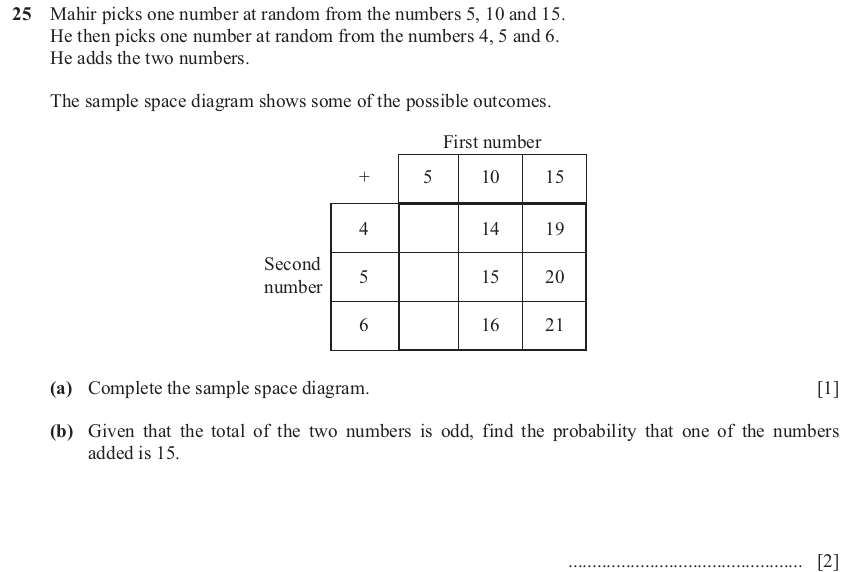 IGCSE Mathematics 0580 Oct/Nov 2025 Paper 23 Question 25 – Probability, General, 3 marks