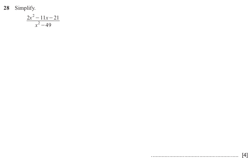 IGCSE Mathematics 0580 Oct/Nov 2025 Paper 23 Question 28 – Algebra, Basic algebra, 4 marks