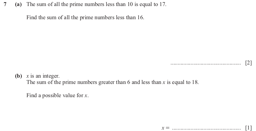 IGCSE Mathematics 0580 Oct/Nov 2025 Paper 23 Question 7 – Numbers, The four rules, 3 marks