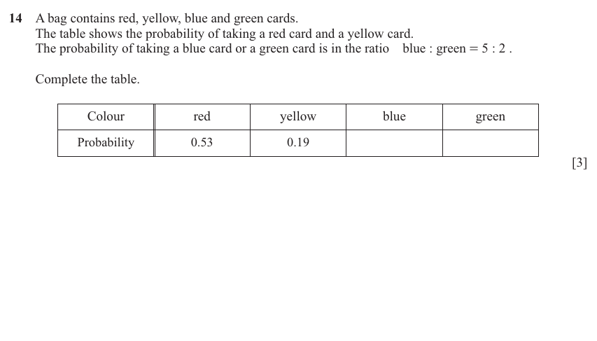 IGCSE Mathematics 0580 Oct/Nov 2025 Paper 31 Question 14 – Probability, General, 3 marks