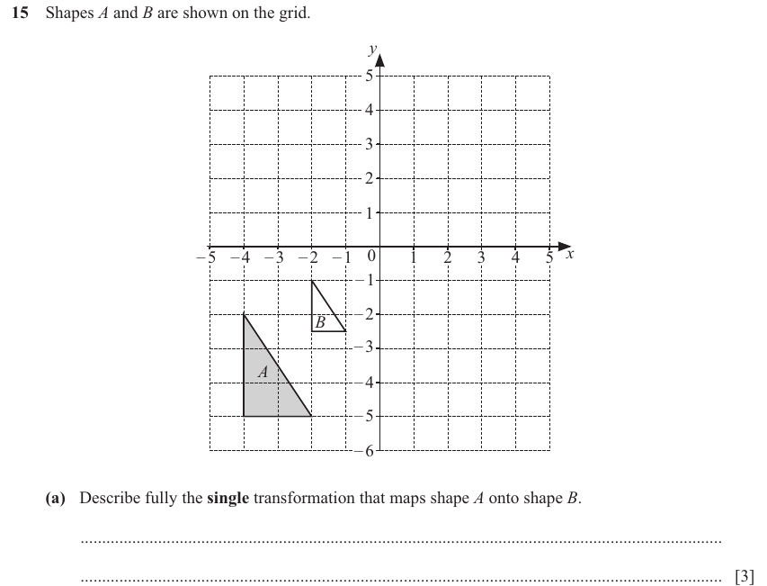 IGCSE 0580 Nov 2025 Paper 31 Question 15 — Transformations (Core, 5 marks)