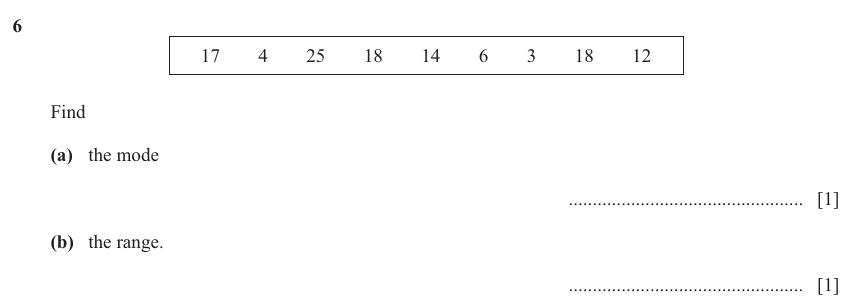 IGCSE 0580 Nov 2025 Paper 31 Question 6 — Averages (discrete data) (Core, 2 marks)