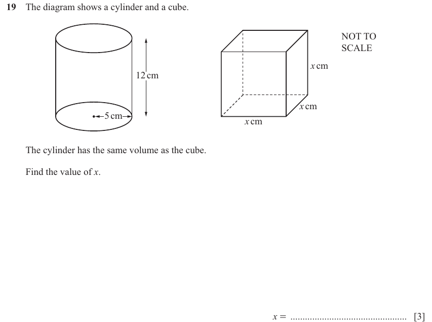 IGCSE Mathematics 0580 Oct/Nov 2025 Paper 32 Question 19 – Mensuration, Perimeter, Area and Volume, 3 marks