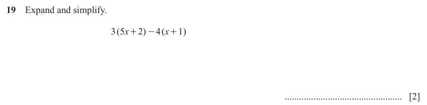 IGCSE Mathematics 0580 Oct/Nov 2025 Paper 33 Question 19 – Algebra, Basic algebra, 2 marks