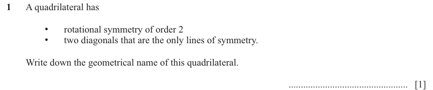 IGCSE 0580 Nov 2025 Paper 41 Question 1 — Symmetry (Extended, 1 marks)