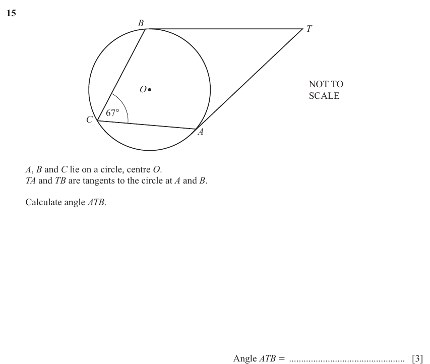IGCSE Mathematics 0580 Oct/Nov 2025 Paper 41 Question 15 – Geometry, Angles using geometrical properties, 3 marks