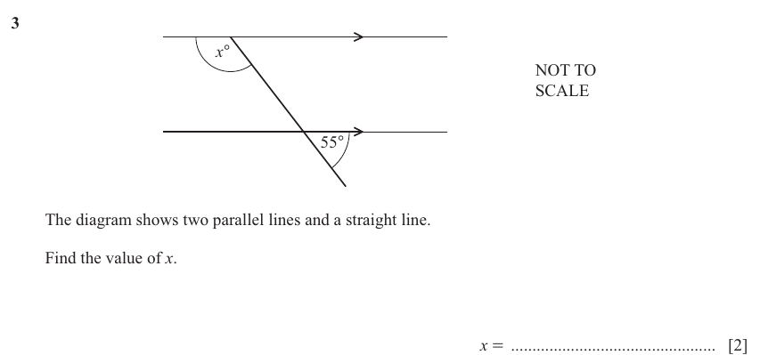 IGCSE Mathematics 0580 Oct/Nov 2025 Paper 41 Question 3 – Geometry, Angles using geometrical properties, 2 marks