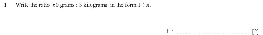 IGCSE 0580 Nov 2025 Paper 42 Question 1 — Ratio and proportion (Extended, 2 marks)