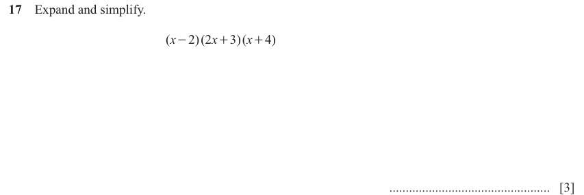 IGCSE Mathematics 0580 Oct/Nov 2025 Paper 42 Question 17 – Algebra, Basic algebra, 3 marks