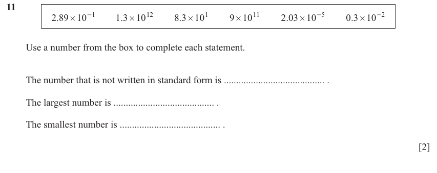 IGCSE 0580 Nov 2025 Paper 43 Question 11 — Indices (Extended, 2 marks)