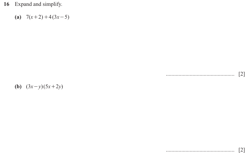 IGCSE Mathematics 0580 Oct/Nov 2025 Paper 43 Question 16 – Algebra, Basic algebra, 4 marks