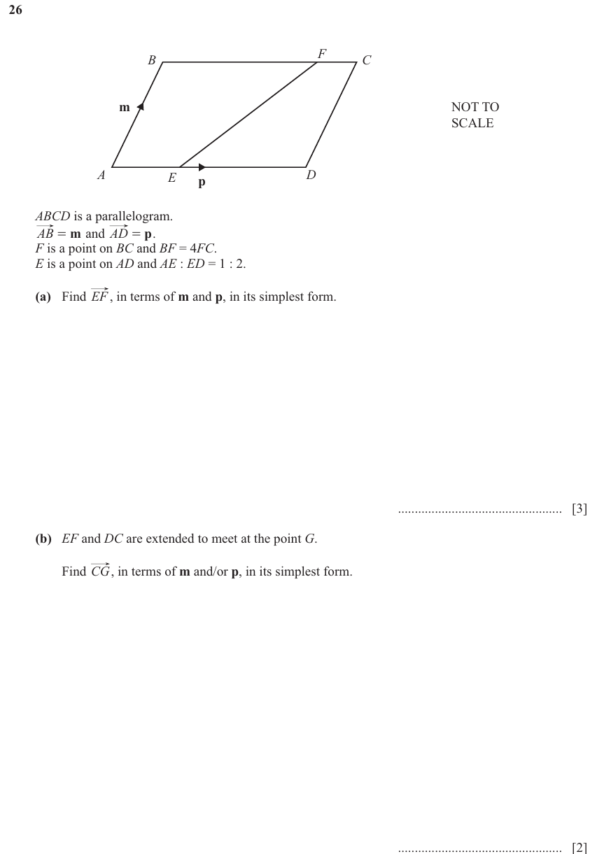 IGCSE 0580 Nov 2025 Paper 43 Question 26 — Further vectors (vector combinations) (Extended, 5 marks)