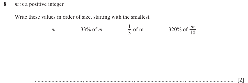 IGCSE 0580 Nov 2025 Paper 43 Question 8 — Order quantities (Extended, 2 marks)