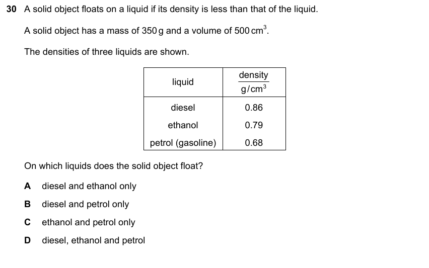 IGCSE 0653 Mar 2023 Paper 12 Q30 — Organic Chemistry