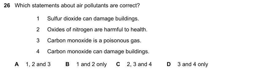 IGCSE 0653 Mar 2023 Paper 22 Q26 — Chemistry of the Environment