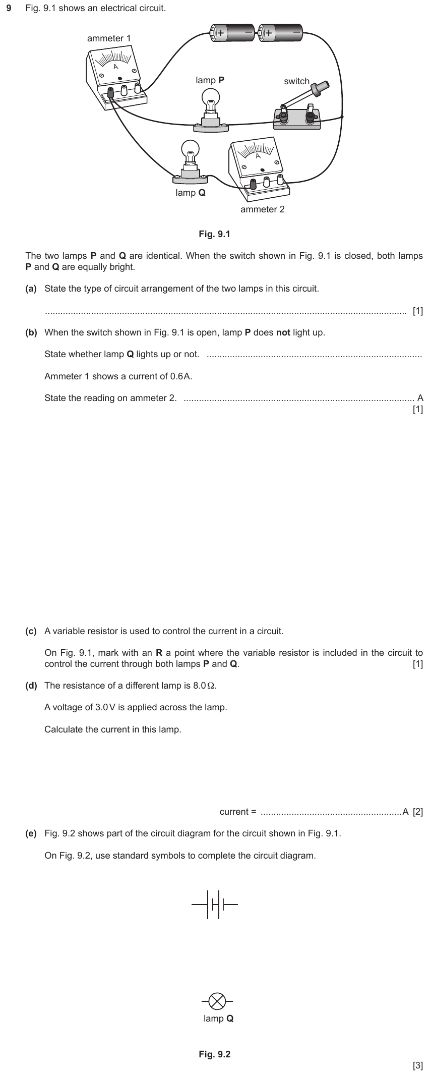 IGCSE 0653 Mar 2023 Paper 32 Q9 — Electricity & Magnetism