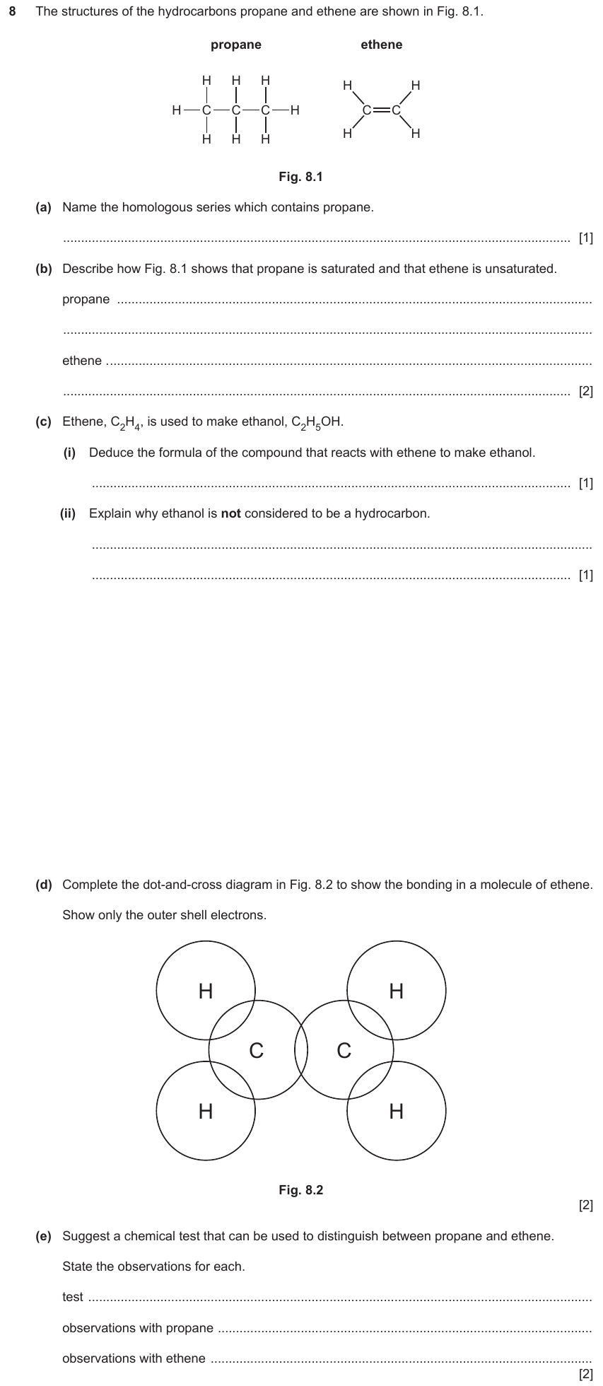 IGCSE 0653 Mar 2023 Paper 42 Q8 — Organic Chemistry