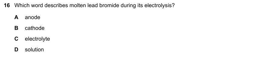 IGCSE 0653 Mar 2024 Paper 12 Q16 — Electrochemistry