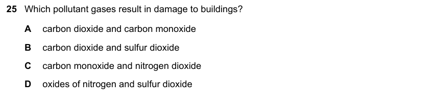 IGCSE 0653 Mar 2024 Paper 12 Q25 — Chemistry of the Environment