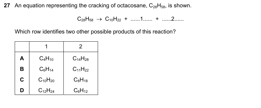 IGCSE 0653 Mar 2024 Paper 22 Q27 — Organic Chemistry
