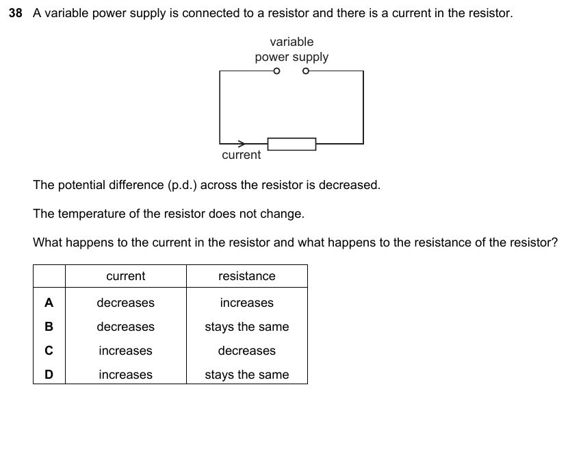 IGCSE 0653 May/Jun 2023 Paper 13 Q38 — Electricity & Magnetism