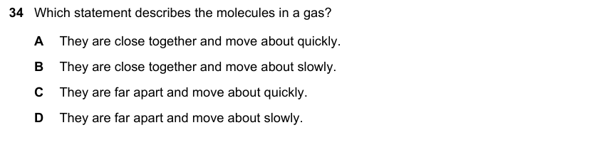 IGCSE 0653 May/Jun 2023 Paper 23 Q34 — States of Matter & Particles